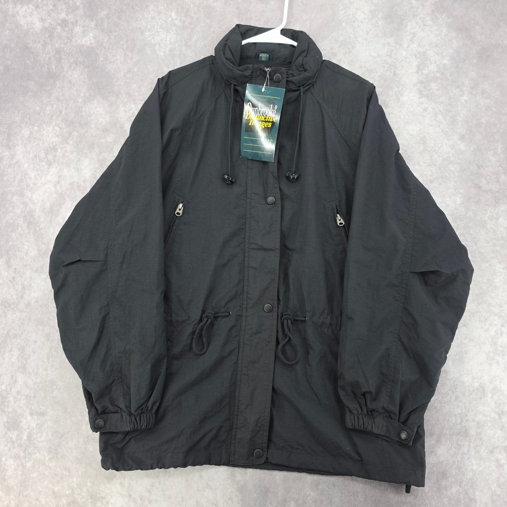 Dunbrooke Distinctive Womens Black Utility Hiking Jacket Hooded Large NWT